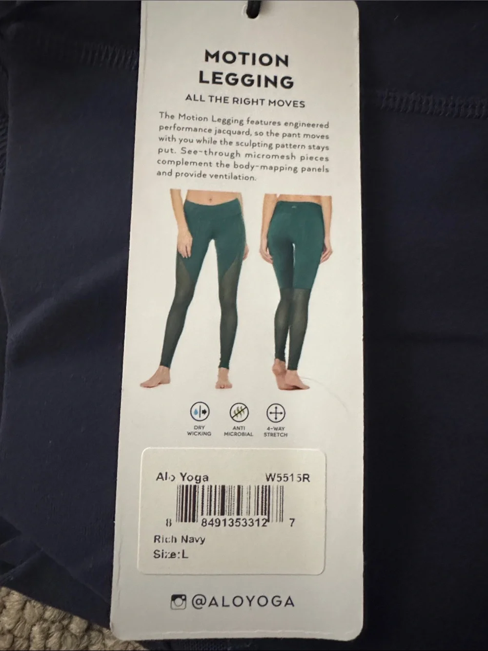 NWT Vintage navy blue Alo Yoga Motion Leggings